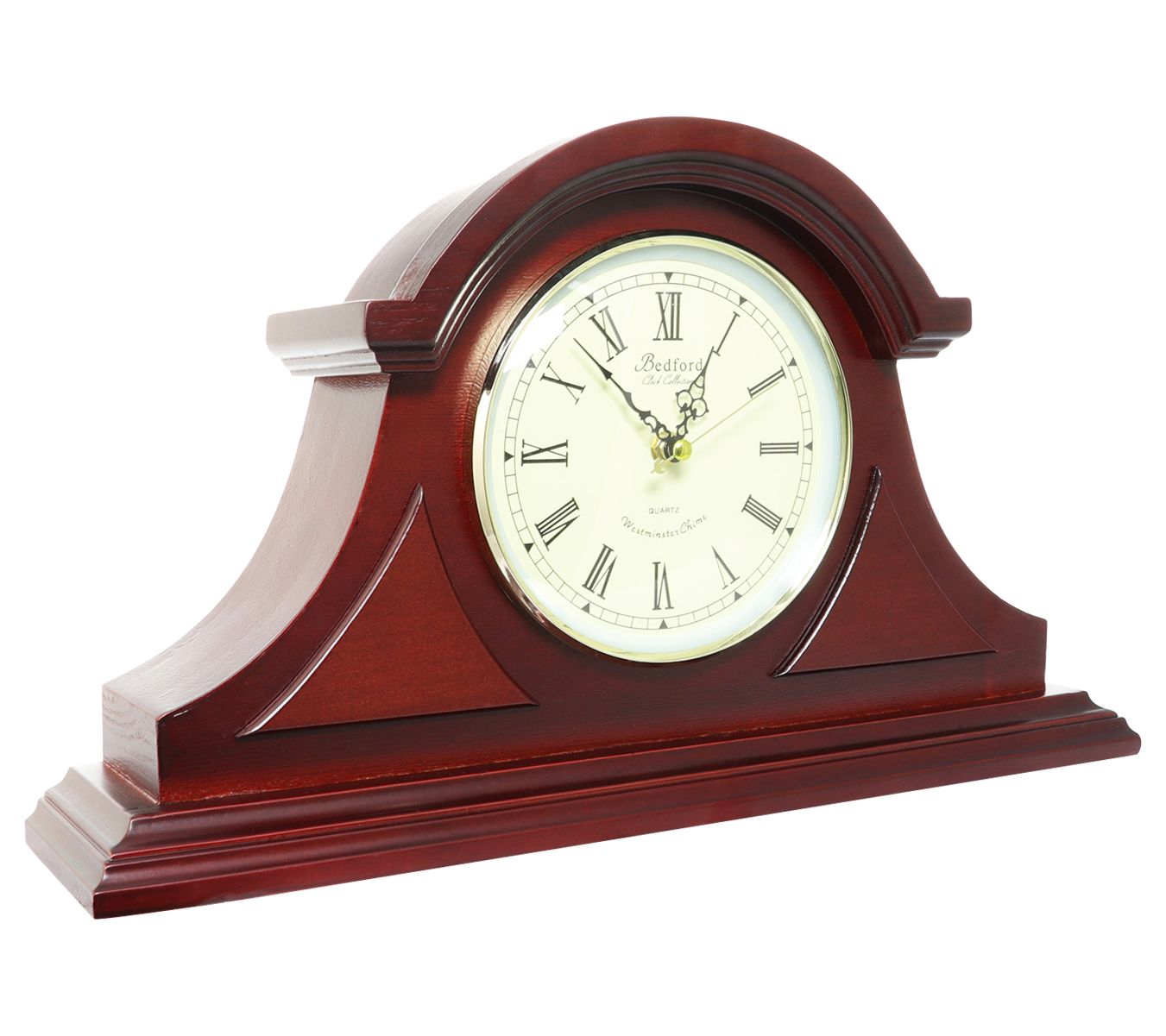 Bedford Clock Collection Redwood Mantel Clock with Chime