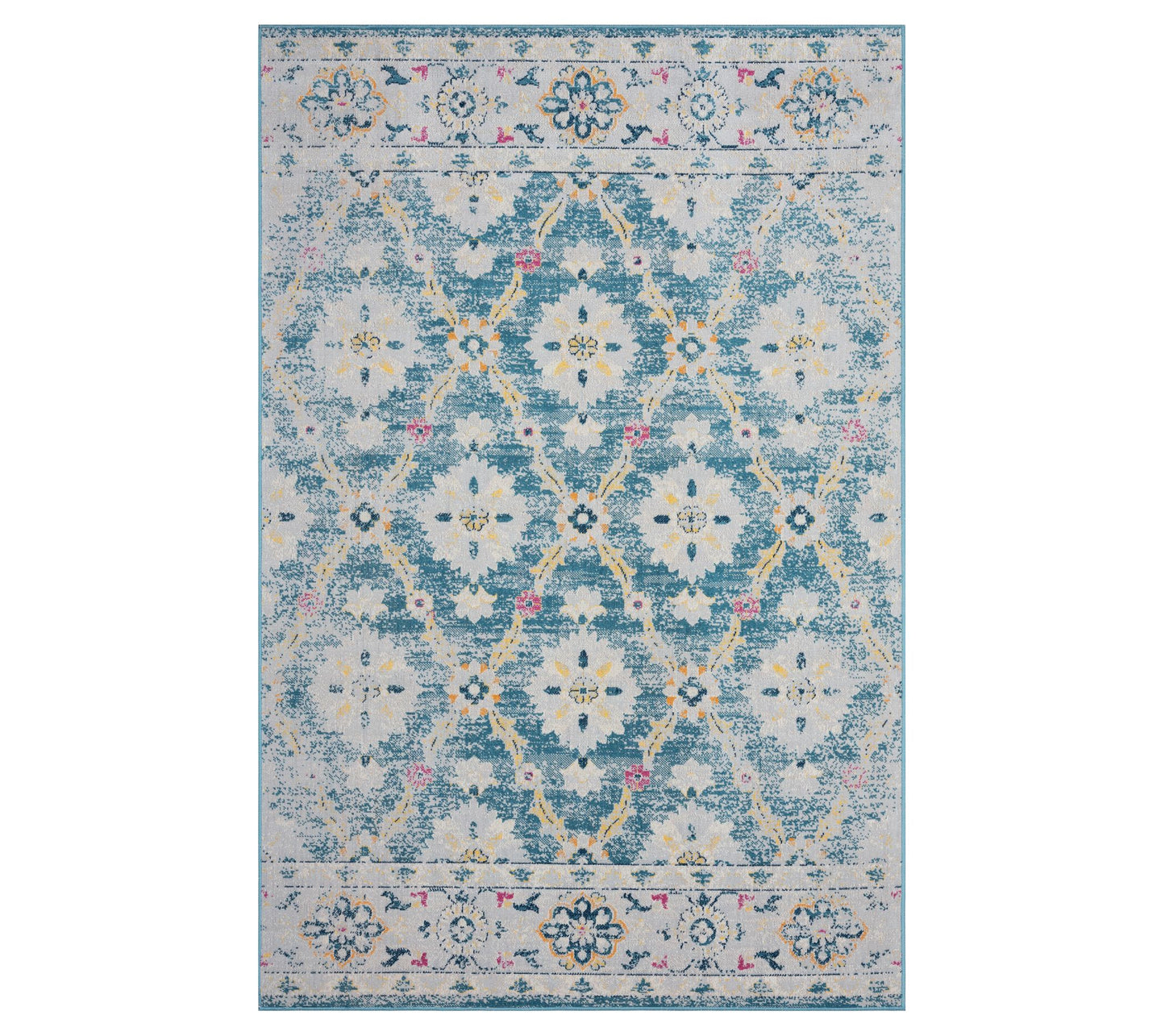 Ox Bay Floral Transitional Boho Indoor Outdoor Rug, 7' x 9'