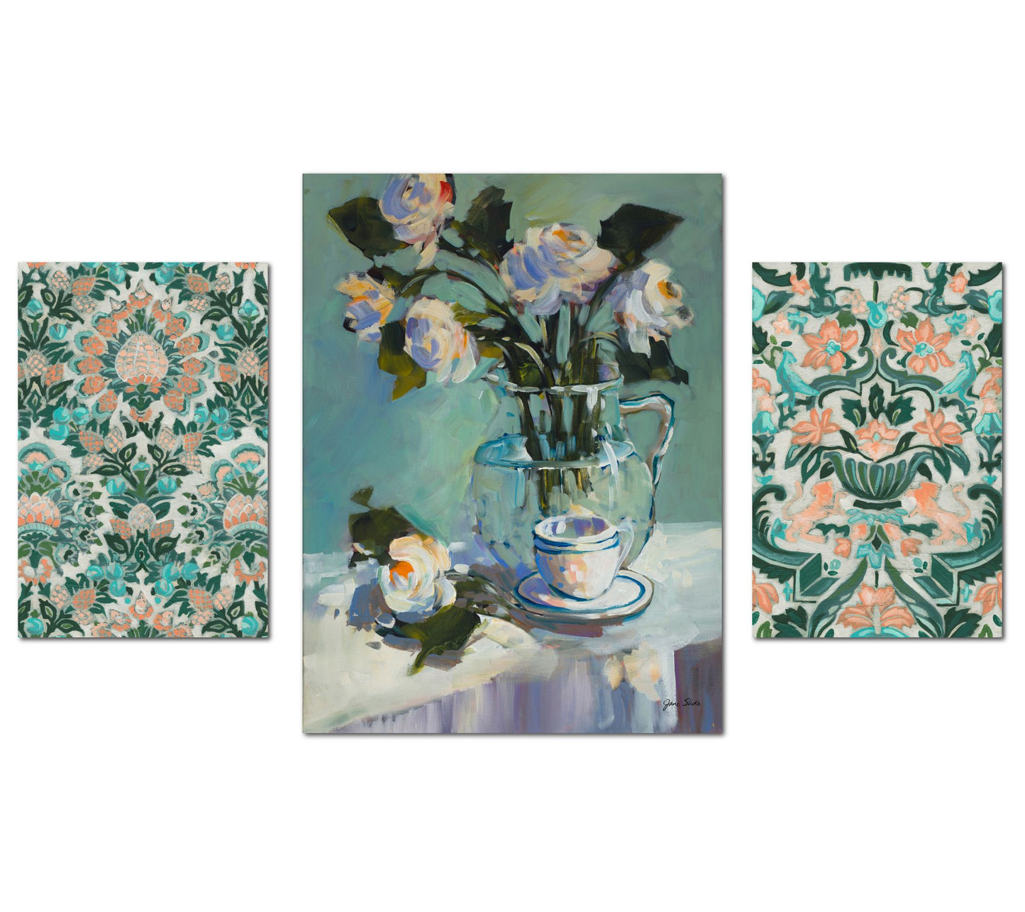 Courtside Market Teal Dining 3-Piece Canvas Set