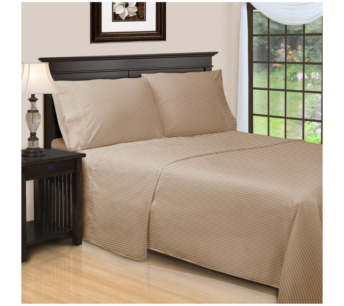 Superior 650TC Egyptian Cotton Striped Sheet, Q ueen