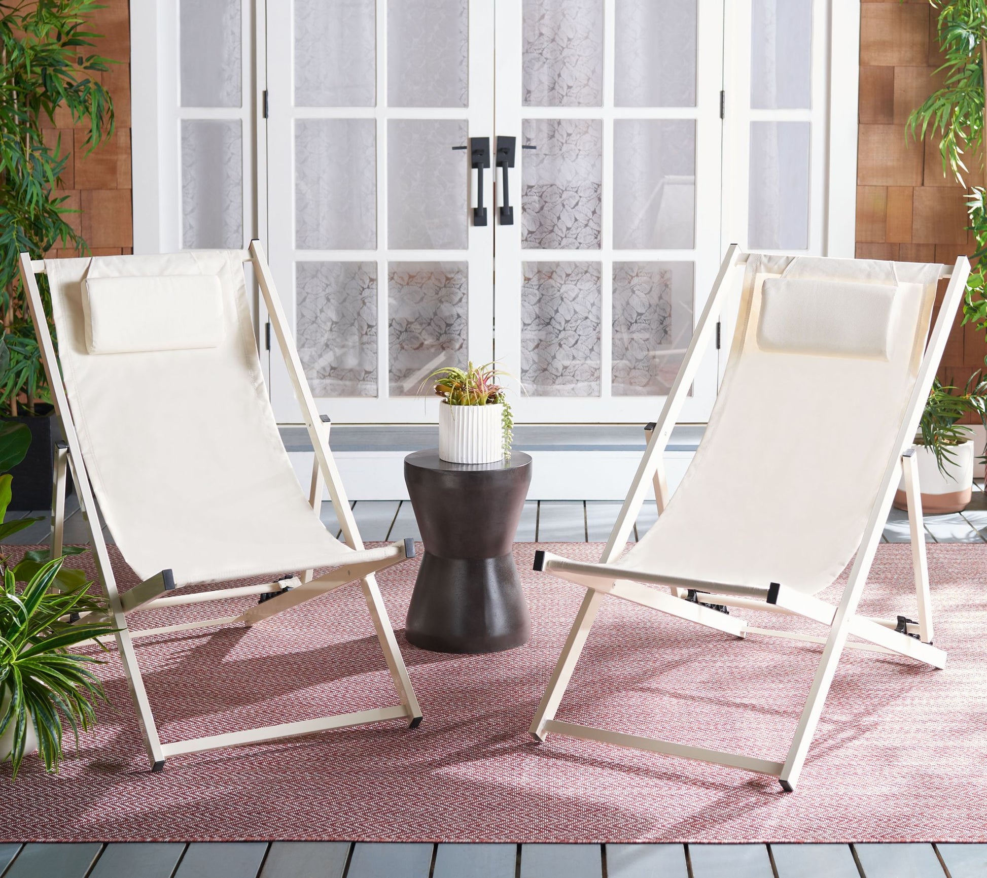 Camlin Outdoor Sling Chairs, Set of 2 by Safavieh