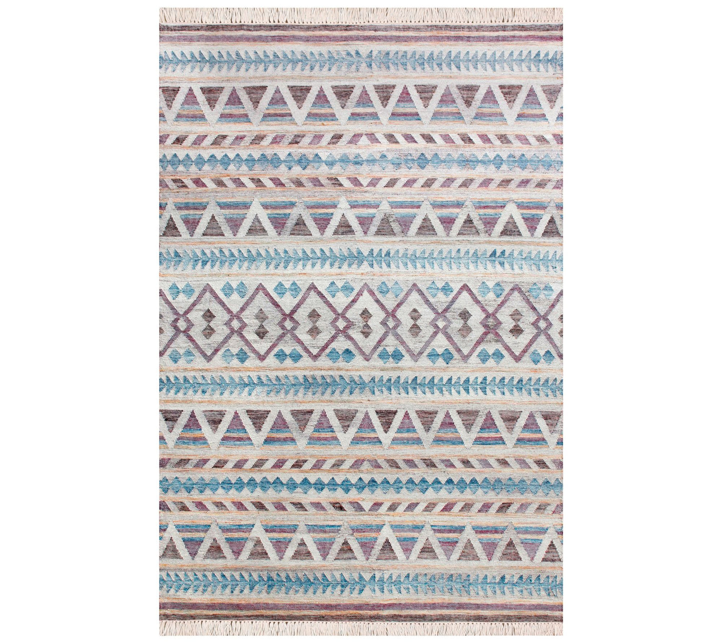Ox Bay Diamond Handwoven 4' x 6' Jute and Cotton Dhurrie Rug