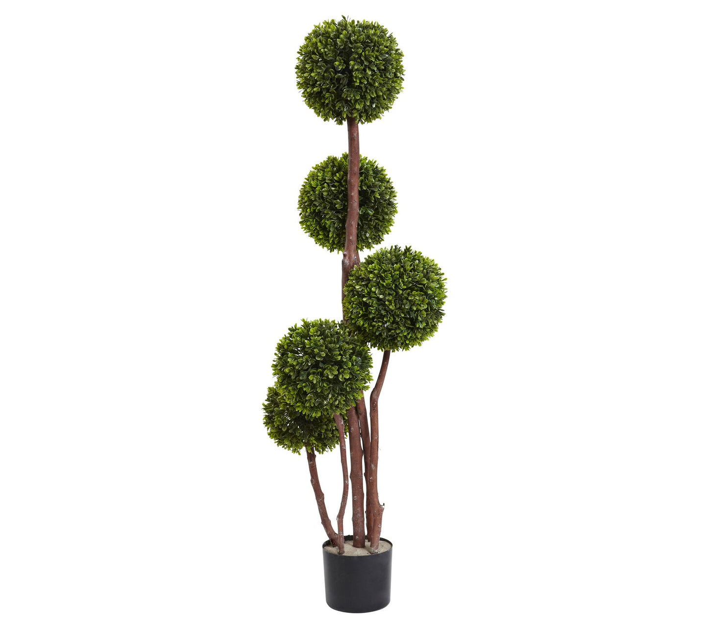 Nearly Natural 4' Boxwood Five Ball Topiary UVesistant I/O
