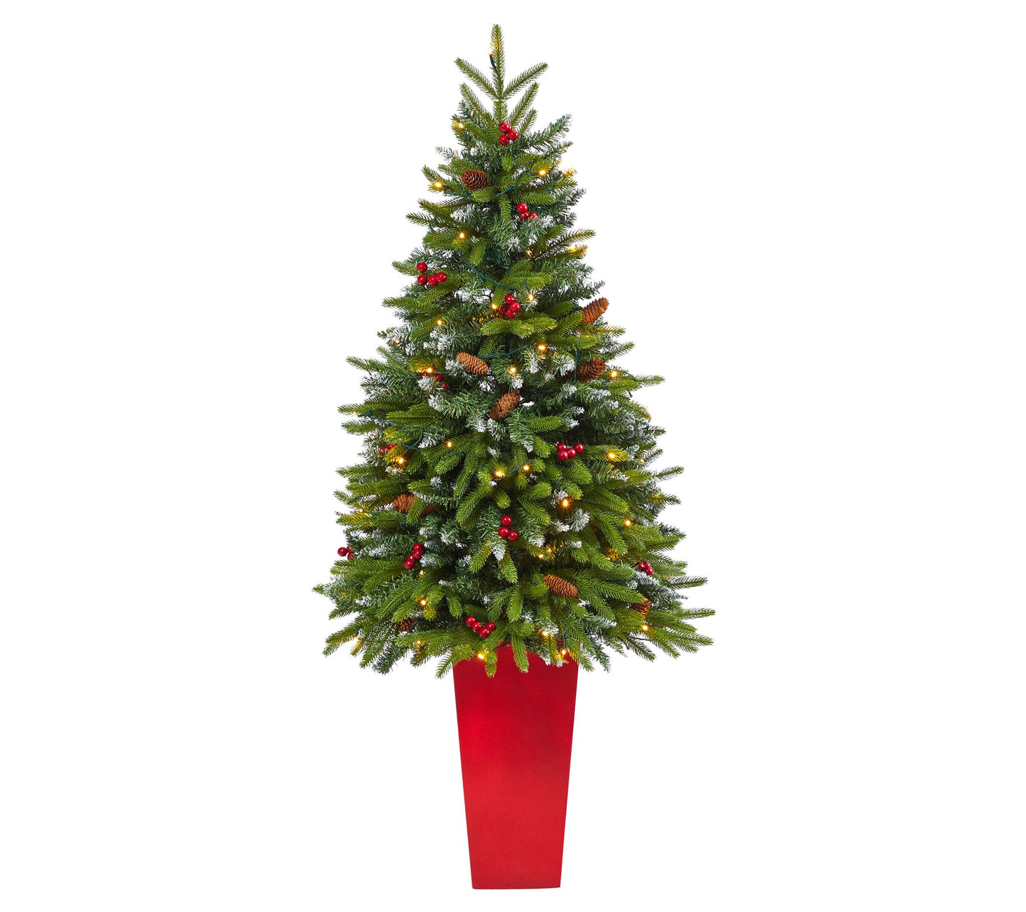 Nearly Natural 62" Snow-Tipped Tree w/100 Clear LEDs