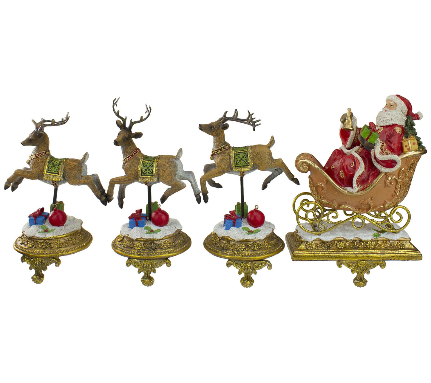 Northlight Set of 4 Santa and Reindeer StockingHolders