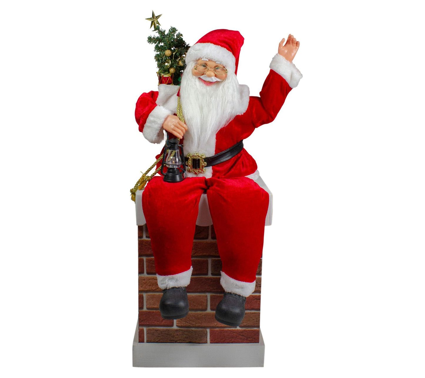 Northlight Santa Delivering Presents Down a Chimney Decor