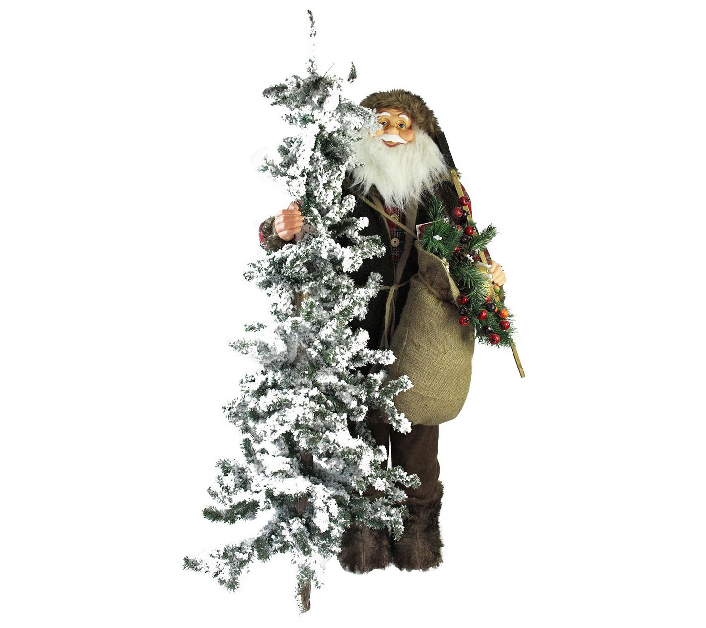 Northlight 48" Standing Santa w/ Flocked AlpineTree Figure