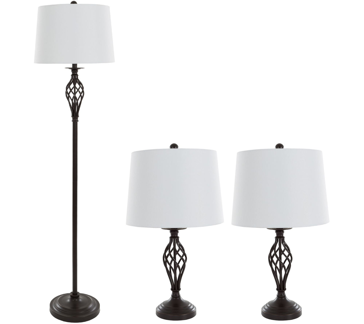 Lavish Home Table and Floor Lamps Set of 3, Spiral Design