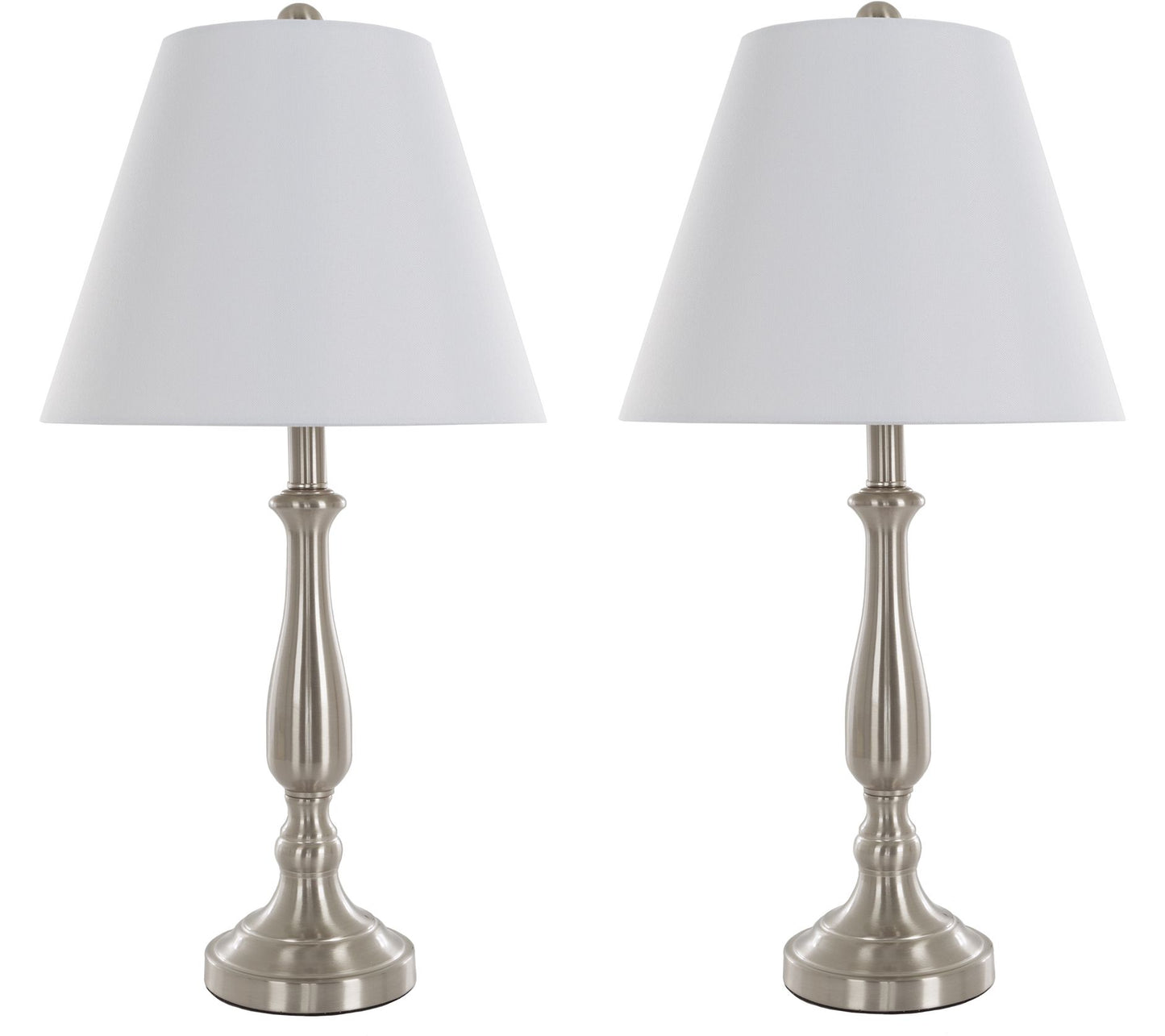 Lavish Home Table Lamps Set of 2, Brushed Steel