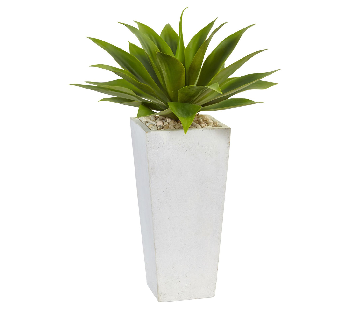 Agave in White Planter by Nearly Natural