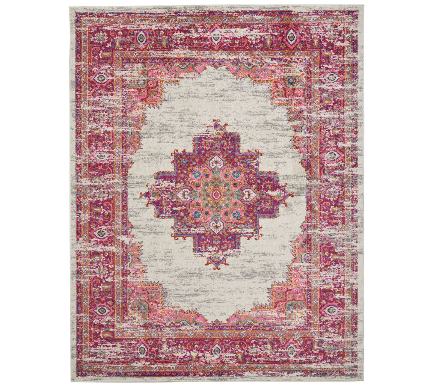 Nourison Passion Ivory/Fuchsia 6'7" x 9'6" AreaRug