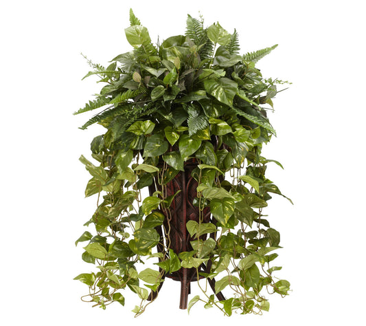 Vining Mixed Greens in Stand Silk Plant  by Nearly Natural