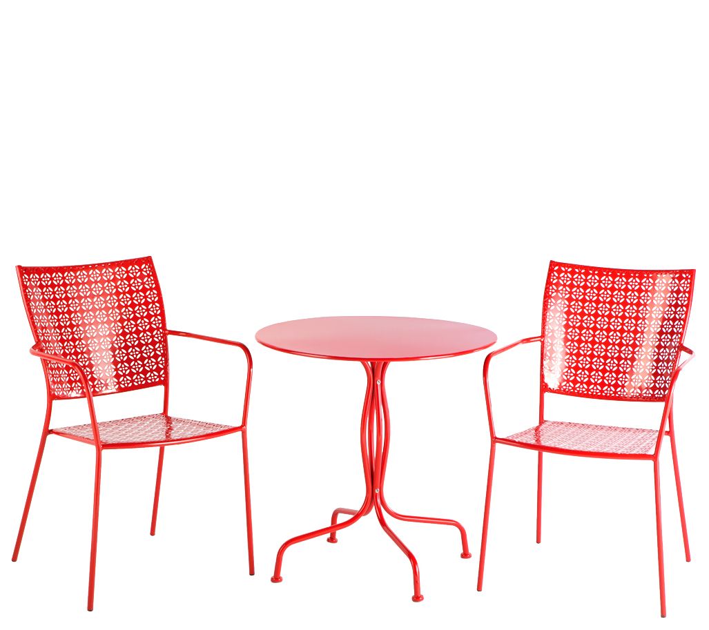 Alfresco Home Outdoor Red Bistro Set Table & Stackable Chairs