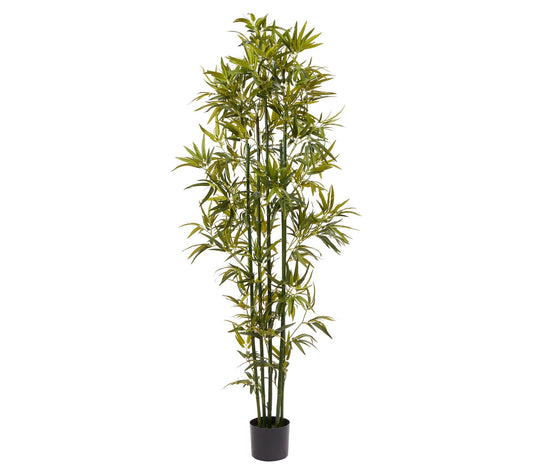 Pure Garden 6' Artificial Bamboo Plant with Green Trunk