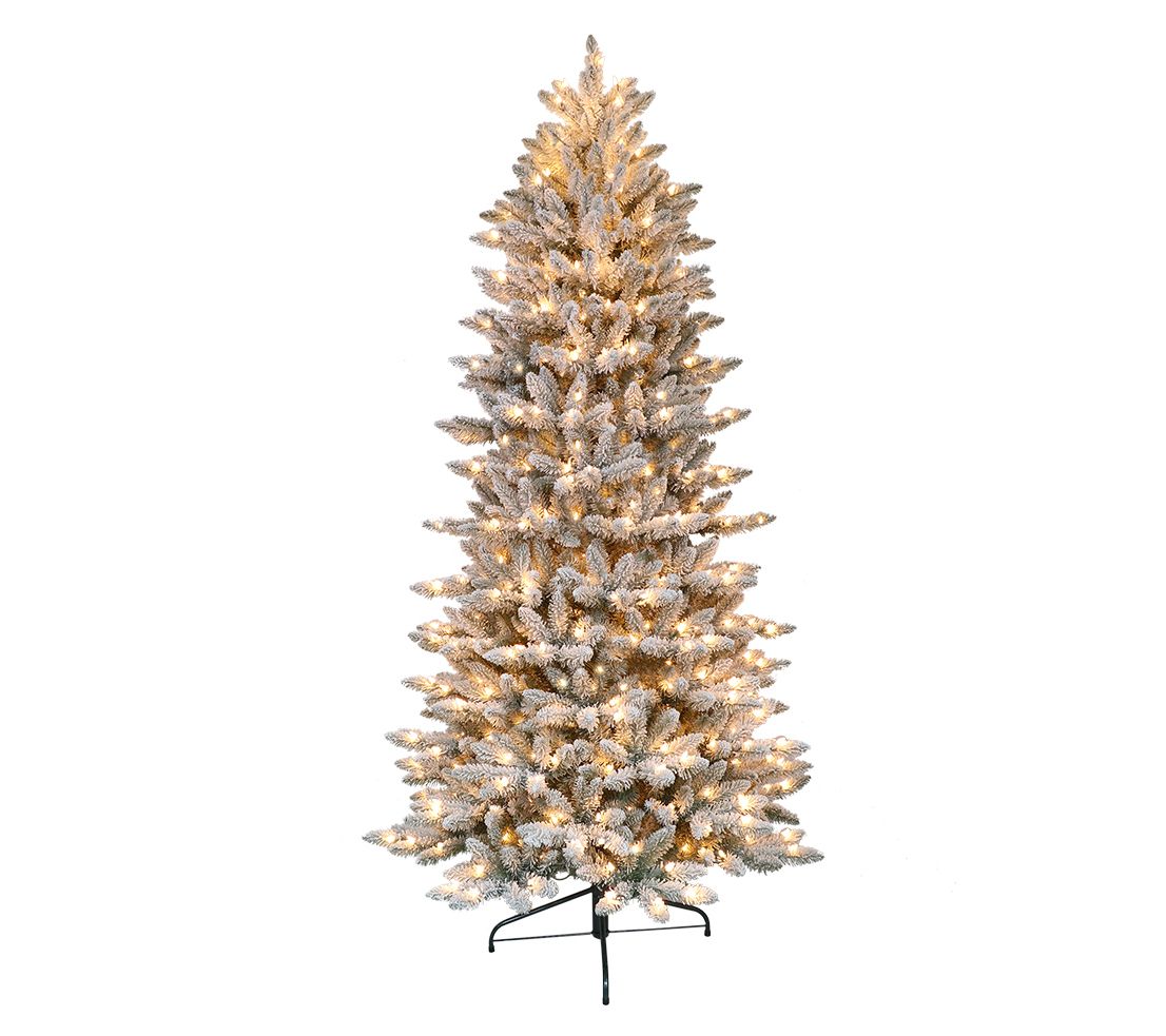 6.5' Flocked Slim Fraser Fir Artificial Tree 350 Clear Lights