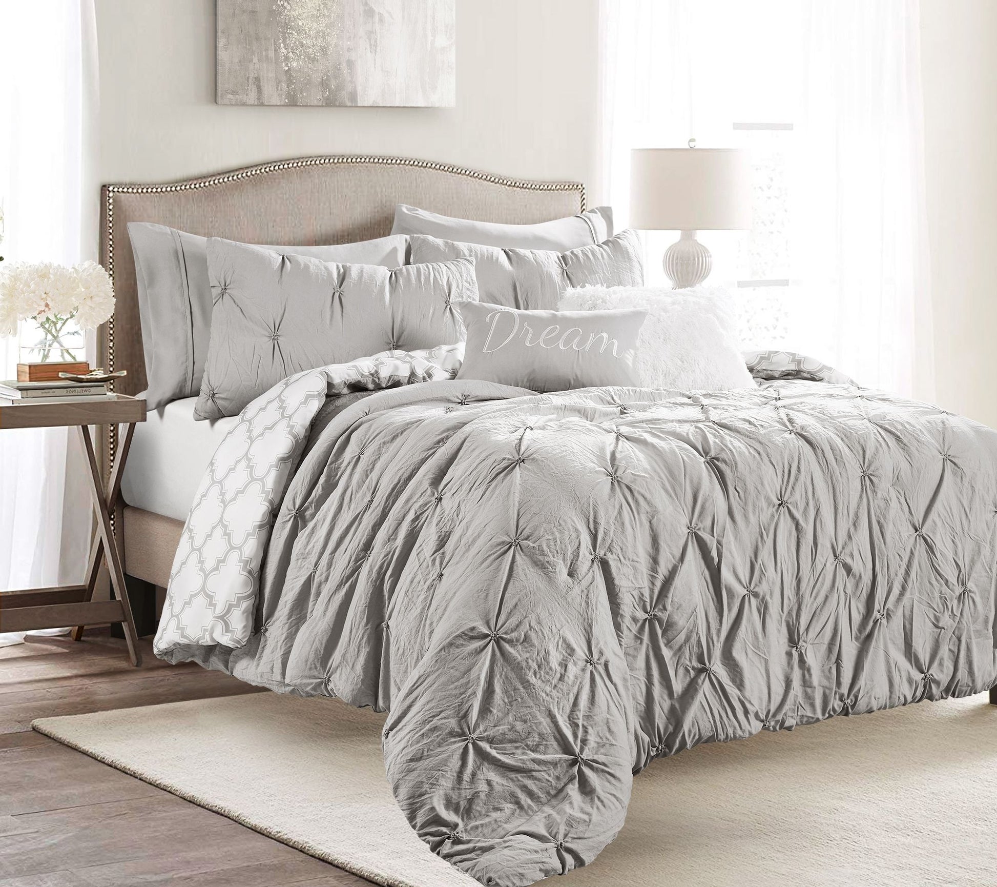 Ravello Pintuck Caroline Geo 7-Piece Full/QueenComforter Set