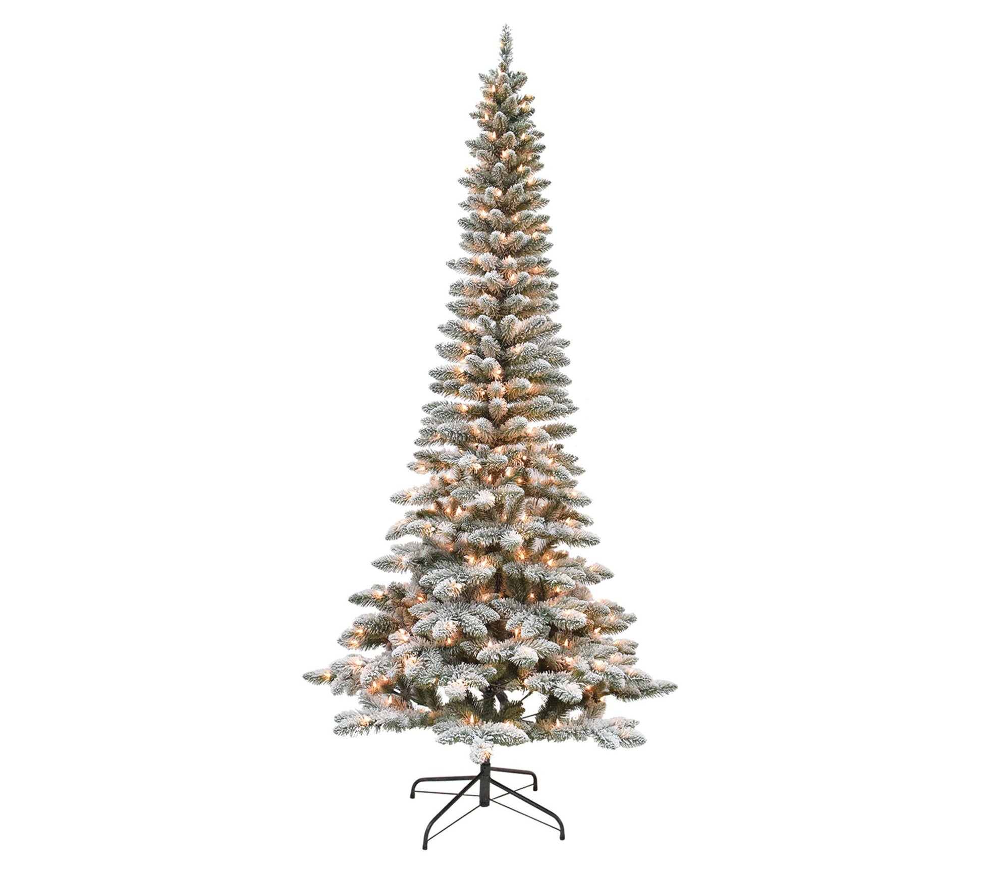 7.5' Flocked Pencil Tree With 250 lights by Santa's Workshop