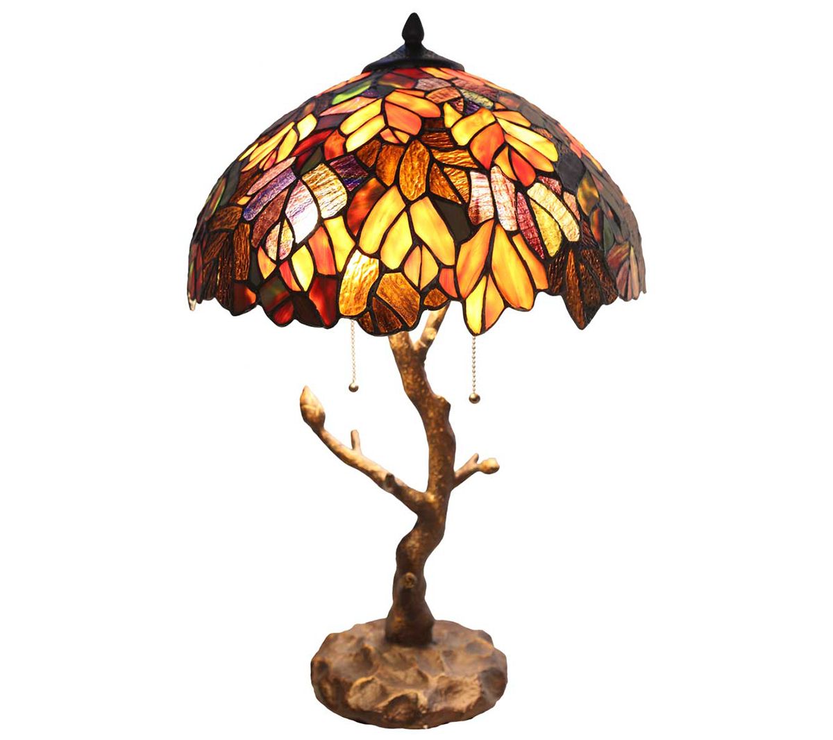 River of Goods 24.5"H Stained Glass Maple Tree Table Lamp