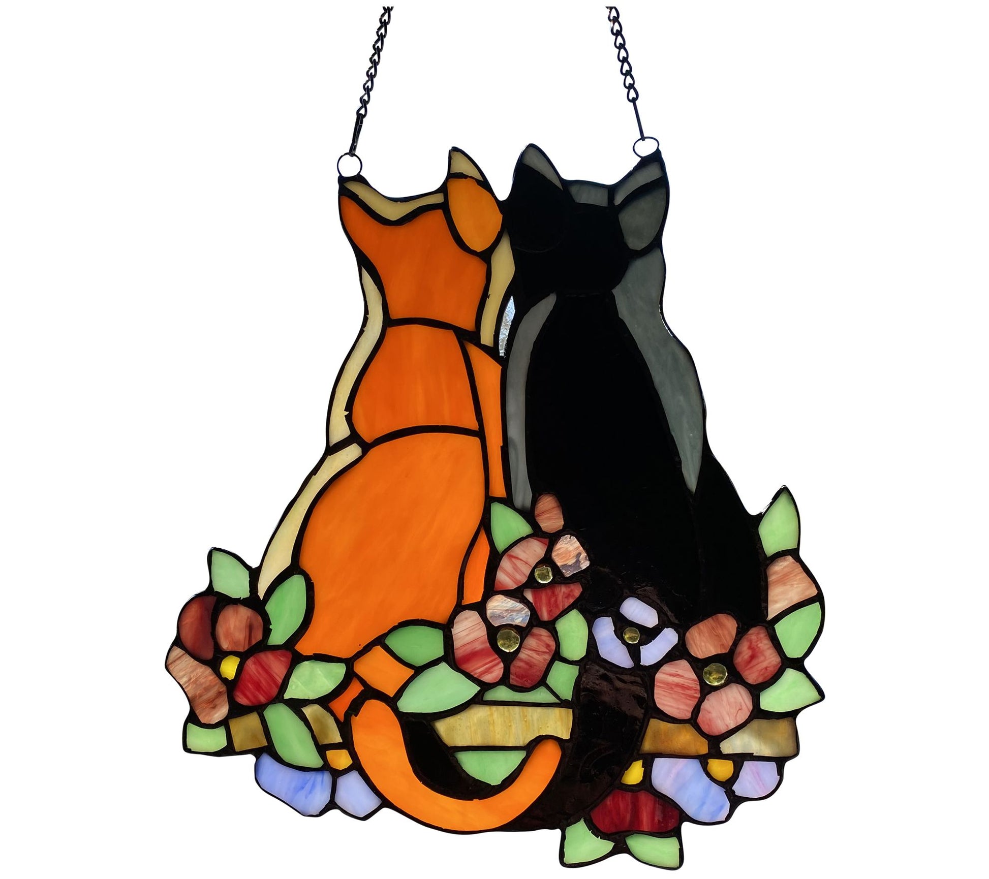 River of Goods 12.5"H Stained Glass Cats WindowPanel