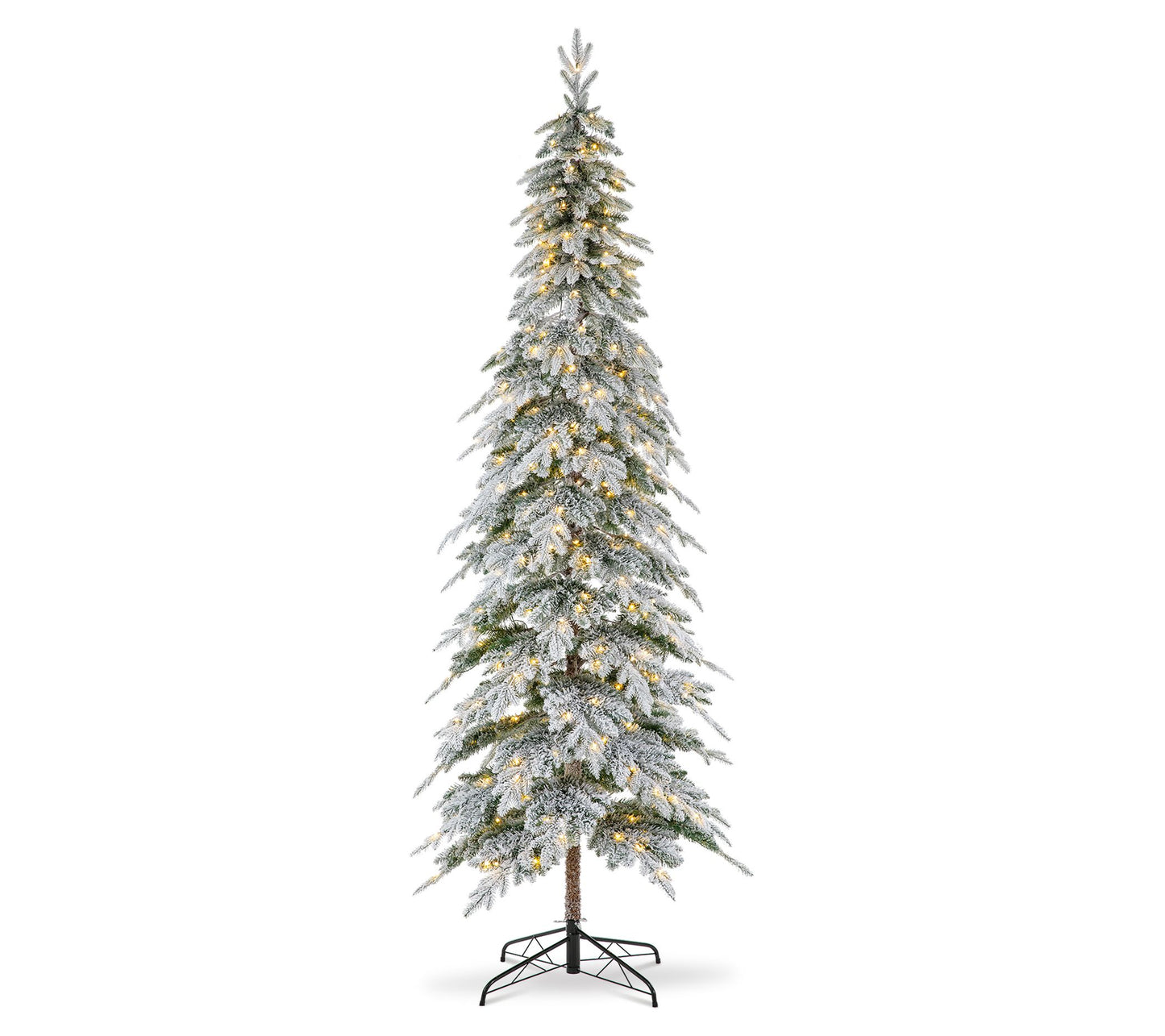 Glitzhome 9' Pre-Lit Flocked Pencil Spruce Christmas Tree
