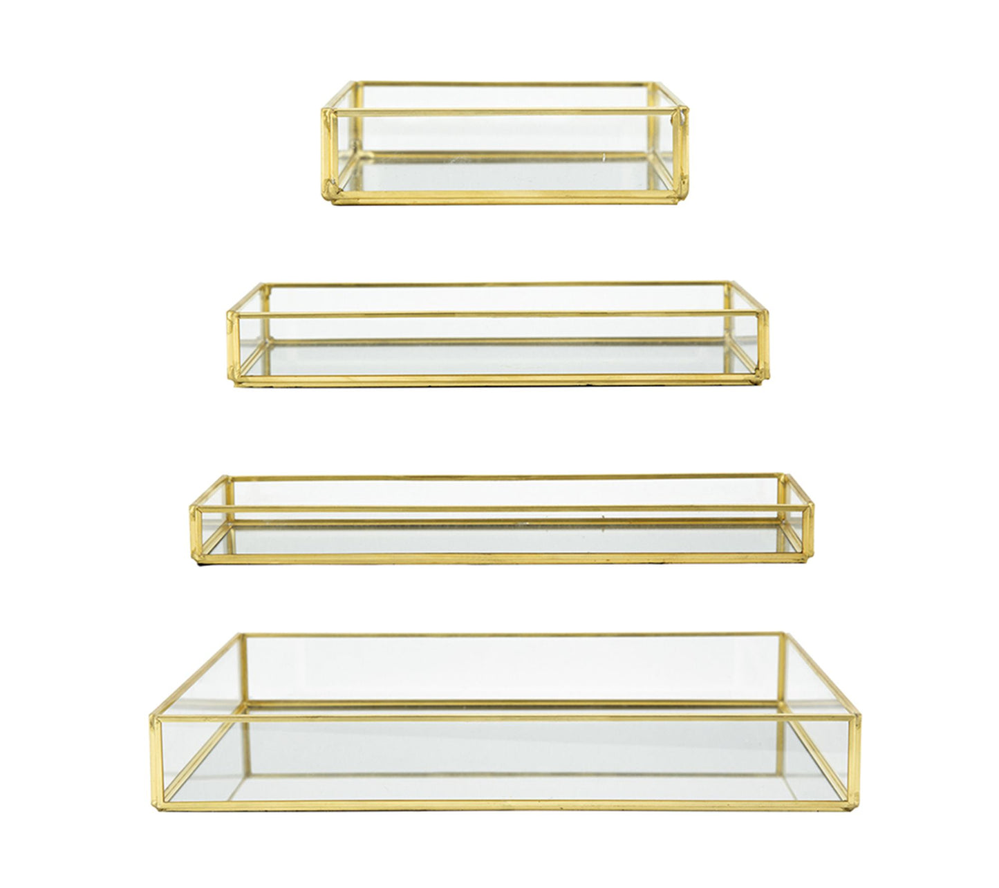Set of Four Geometic Glass Table Trays by Valer ie