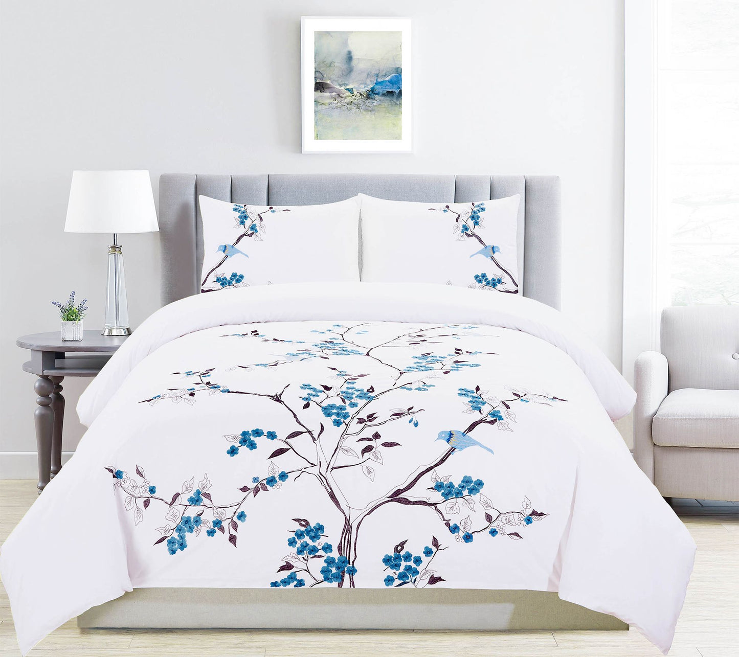 Superior Cherry Garden Cotton Duvet Cover Set, King/Cal King