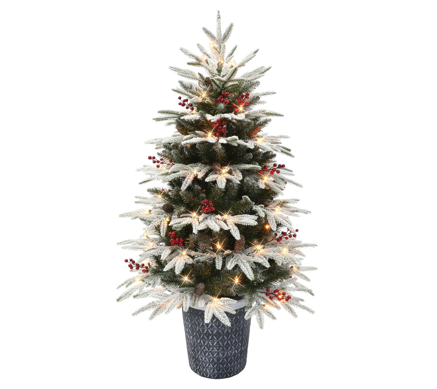 Puleo 4.5' Pre-lit Potted Flocked Halifax Fir Tree