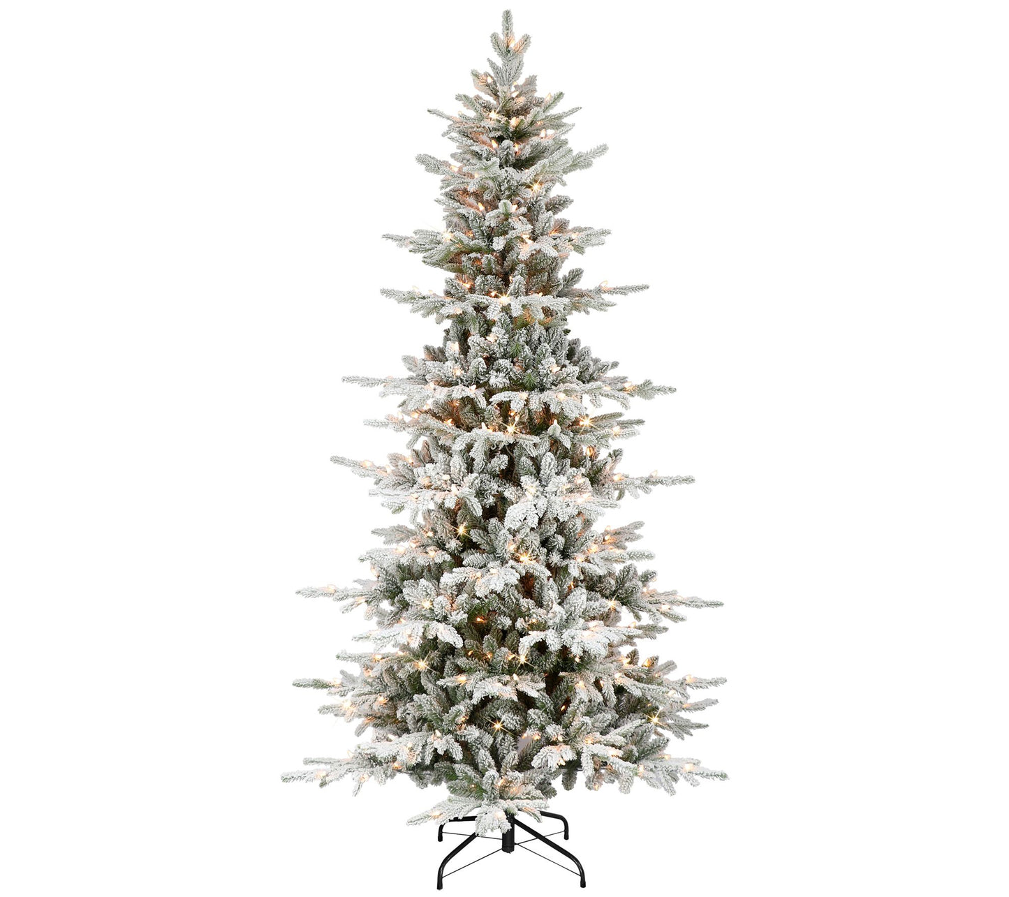 Puleo 7.5 ft Pre-lit Slim Flocked Utah Fir Tree, 1857 Tips