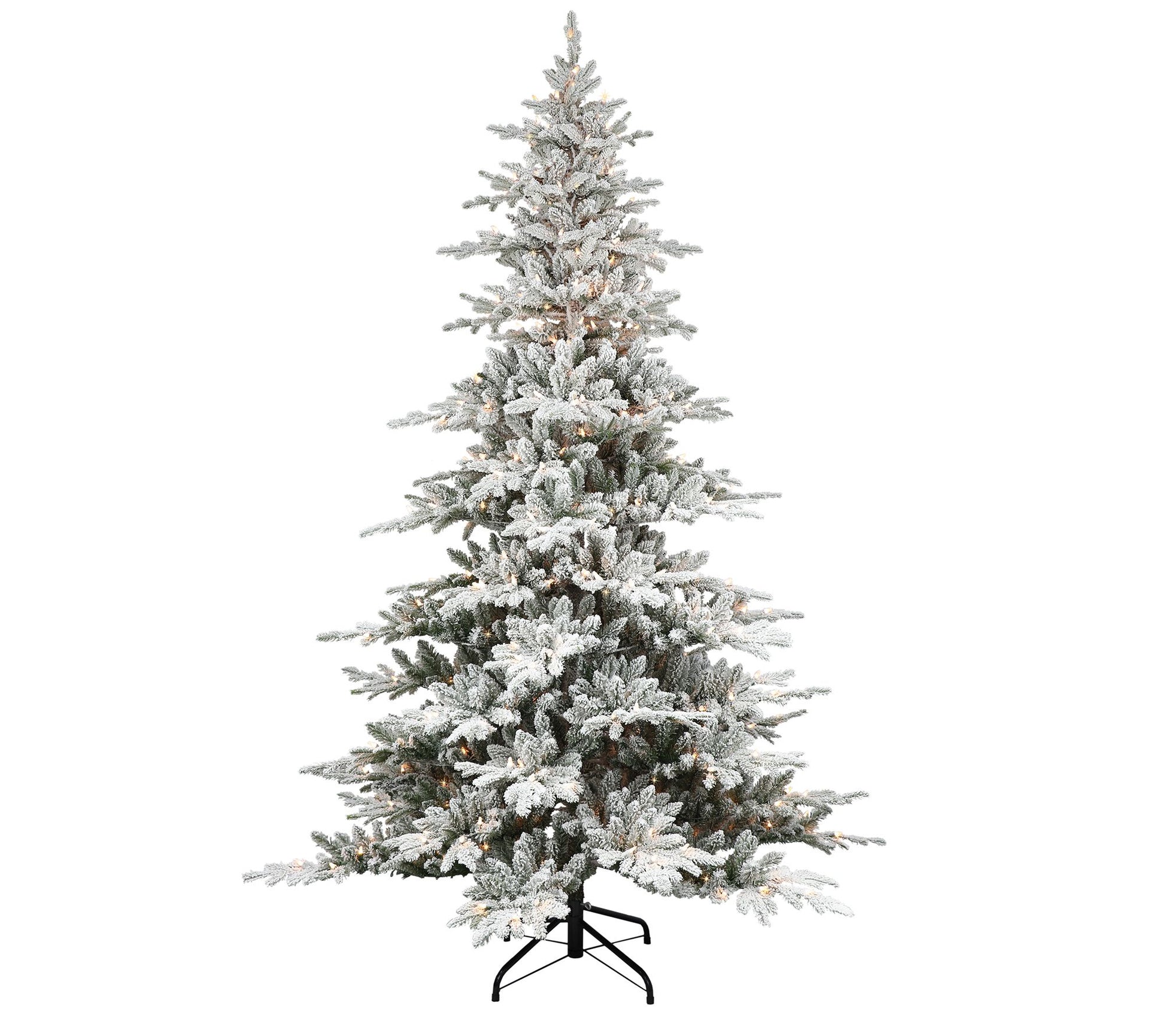 Puleo 6.5 ft Pre-lit Flocked Utah Fir Tree, 1569 PE/PVC Tips