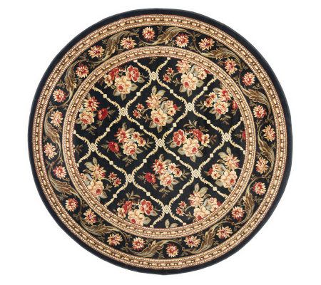 Lyndhurst Floral Lattice Power Loomed 5'3" x 5'3" Round Rug