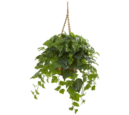 38" London Ivy Plant in Hanging Basket by Nearly Natural
