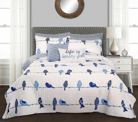 Rowley Birds 7-Piece King Quilt Set by Lush Decor