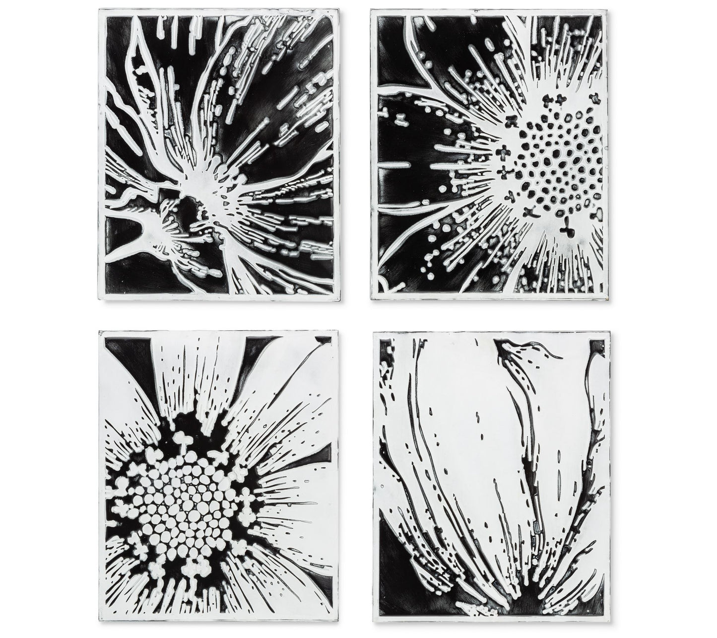 Set of 4 Black & White Metal Wall Art by GersonCo.