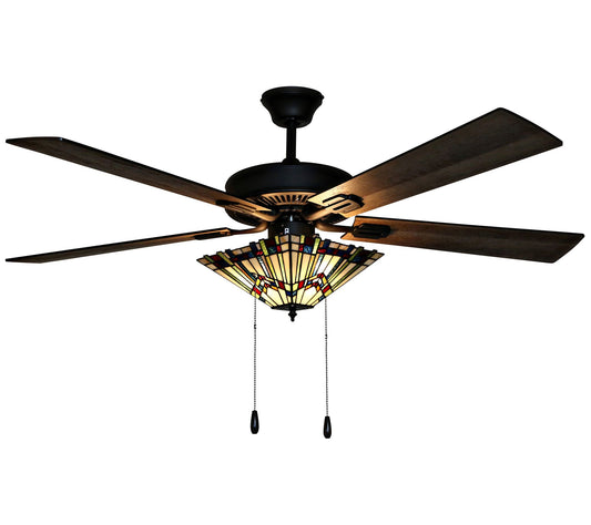River of Goods 52"W Orson Craftsman Stained Glass Ceiling Fan