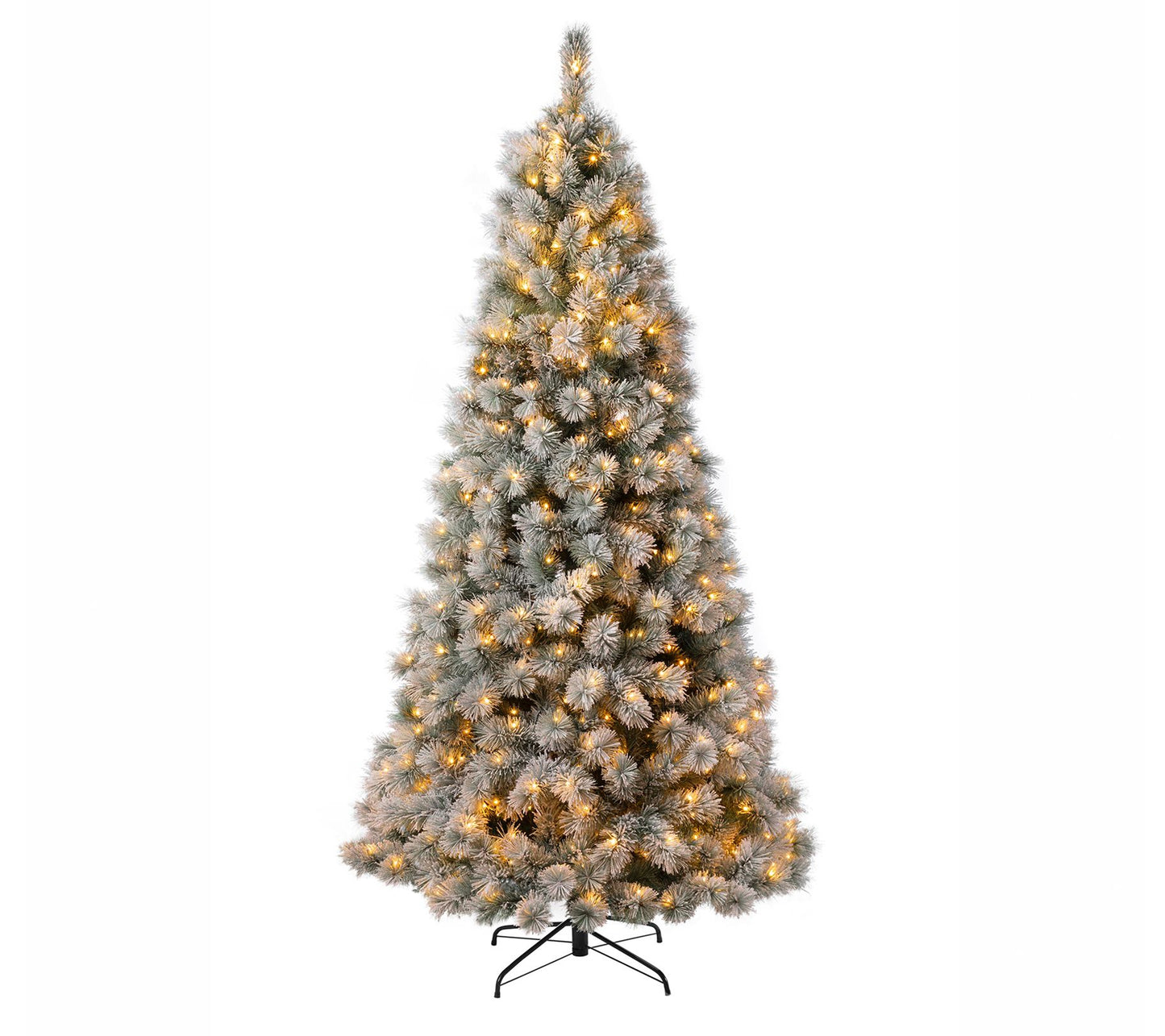 Glitzhome Pre Lit Snow Flocked Artificial Spruce Tree W/Lights