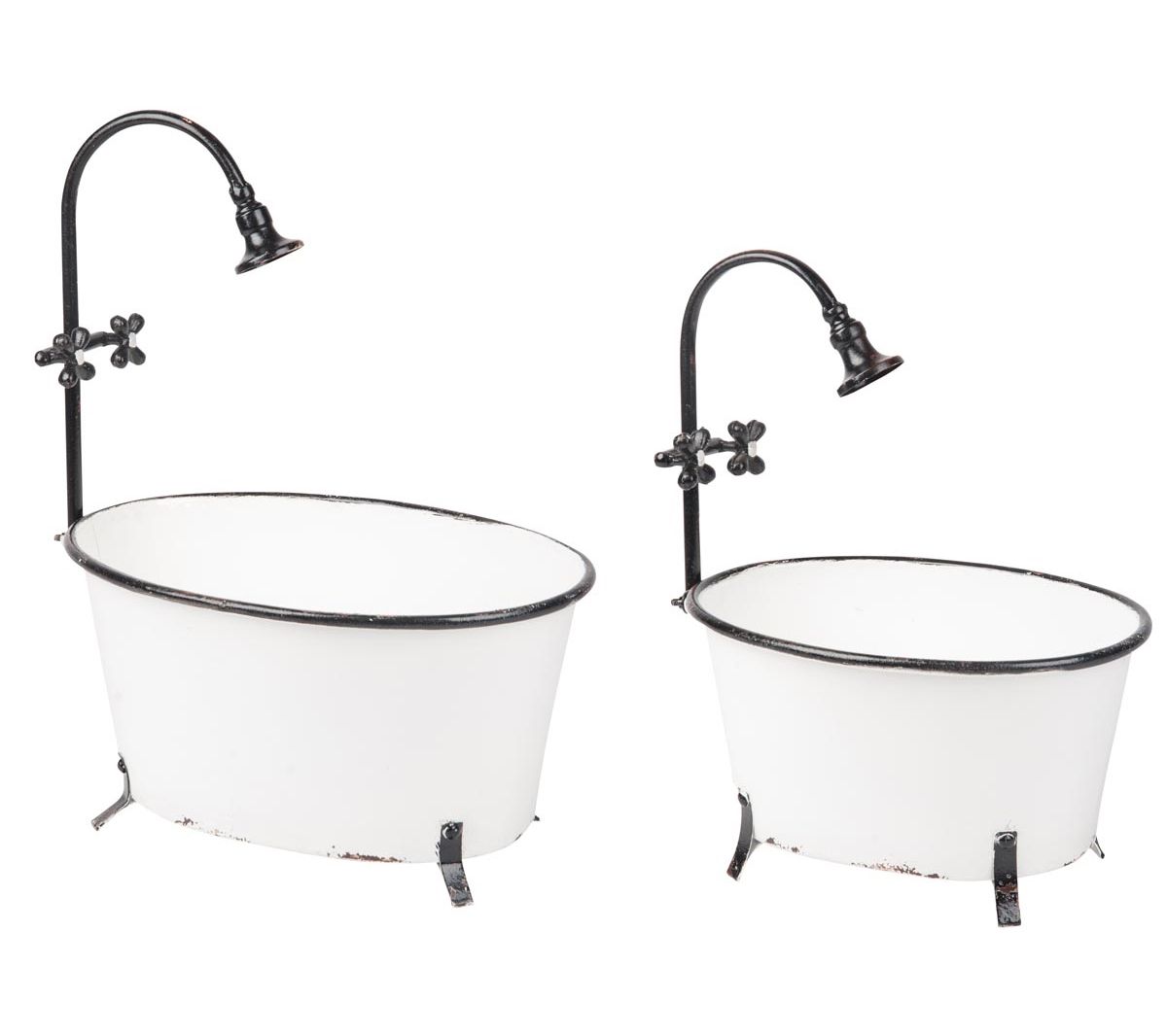 Foreside Home & Garden Antiqued Bathtub Planters, Set Of 2