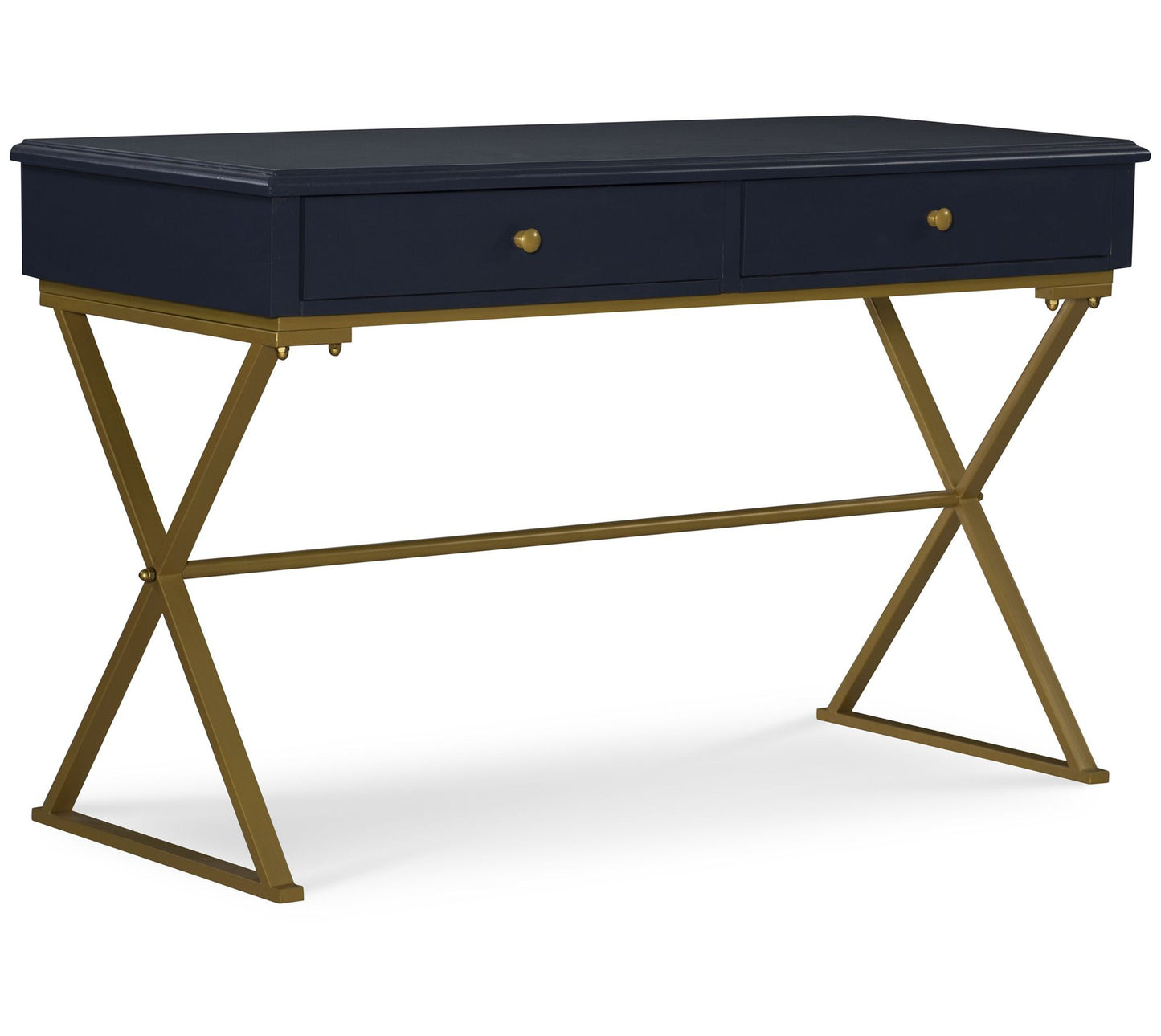 Linon Home Shelby Blue and Gold Campaign Desk