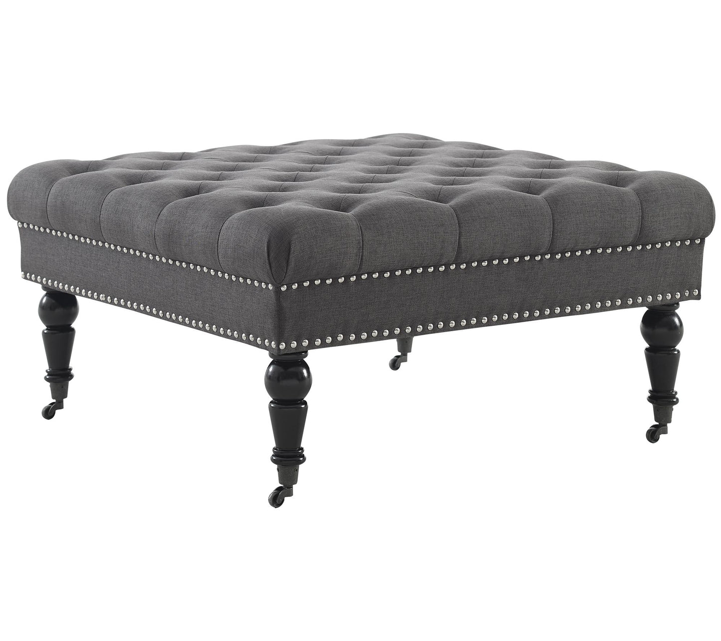 Linon Home Eva Square Tufted Decorative Upholstered Ottoman