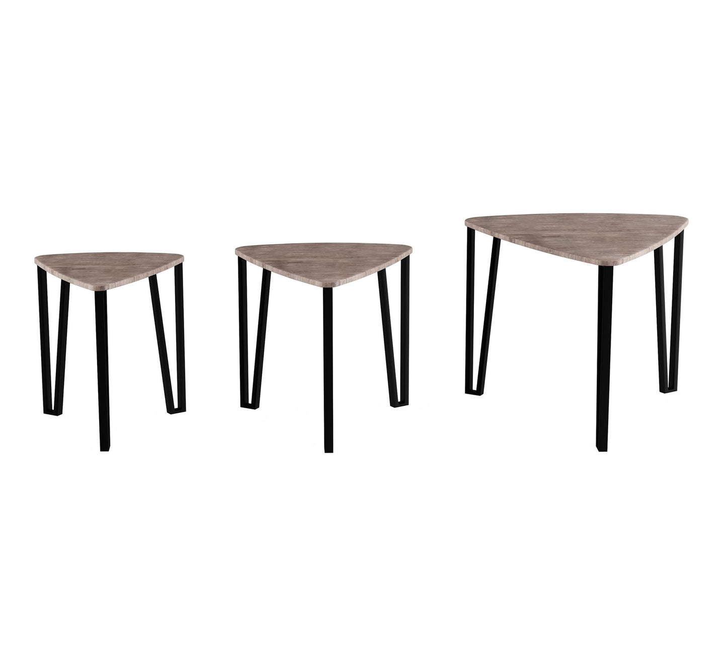 Lavish Home Nesting Tables-Set of 3, Modern Woodgrain Look