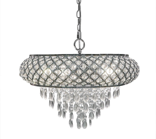 River of Goods 14.25"H Crystal Glass + Chrome Candelier