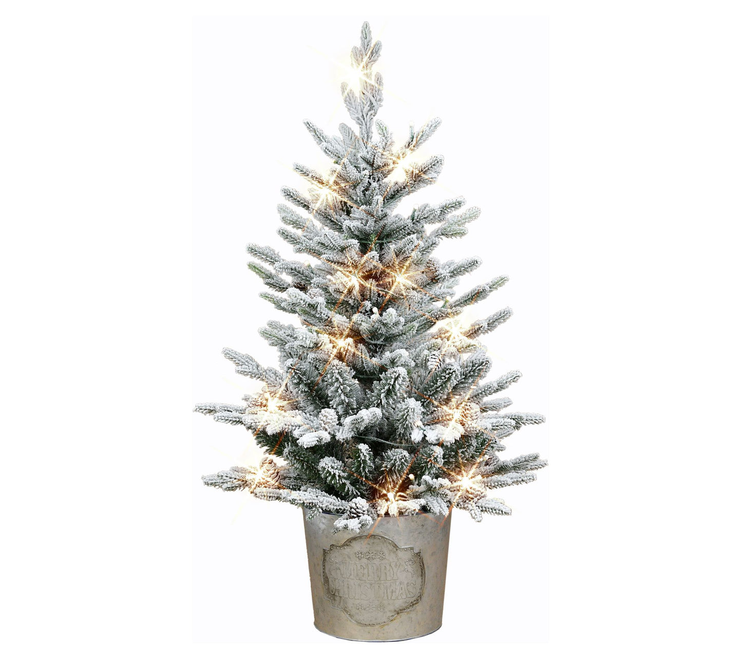Puleo 3' B/O Potted Flocked Tree, 458 Tips, 50arm White