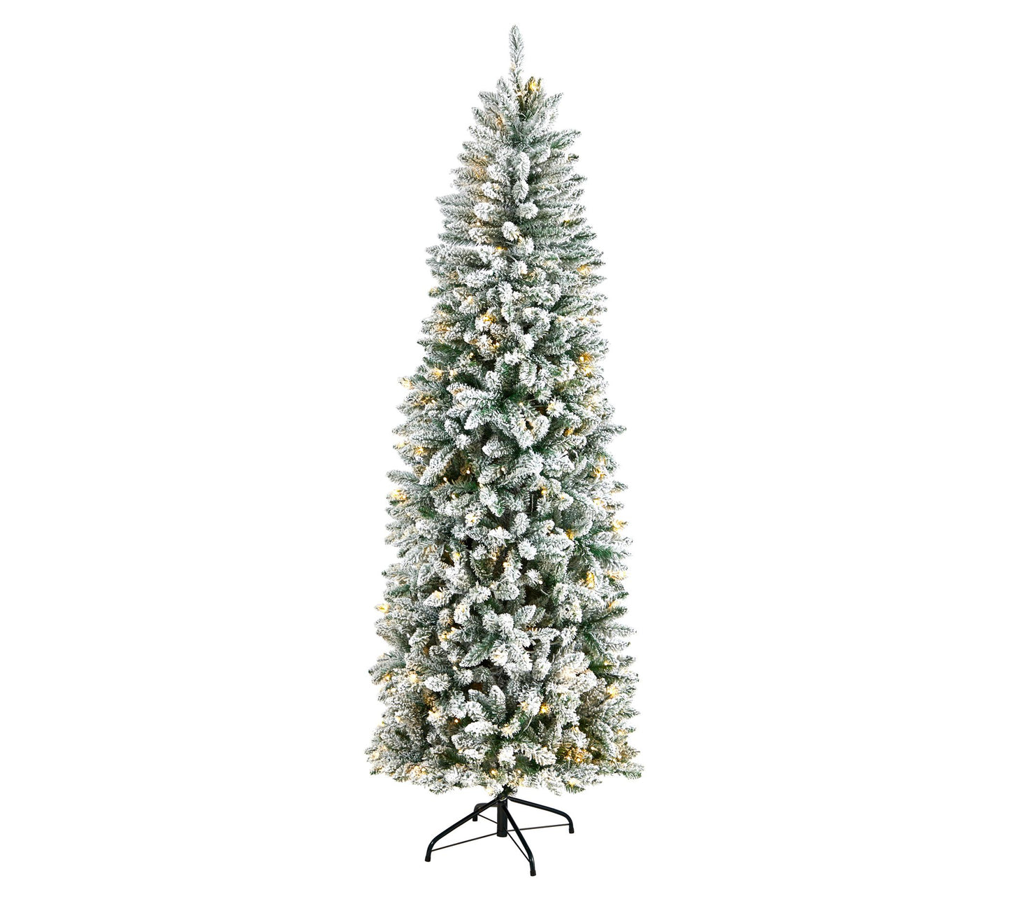 Nearly Natural 7' Slim Flocked Montreal Fir Tree w/300 Lights