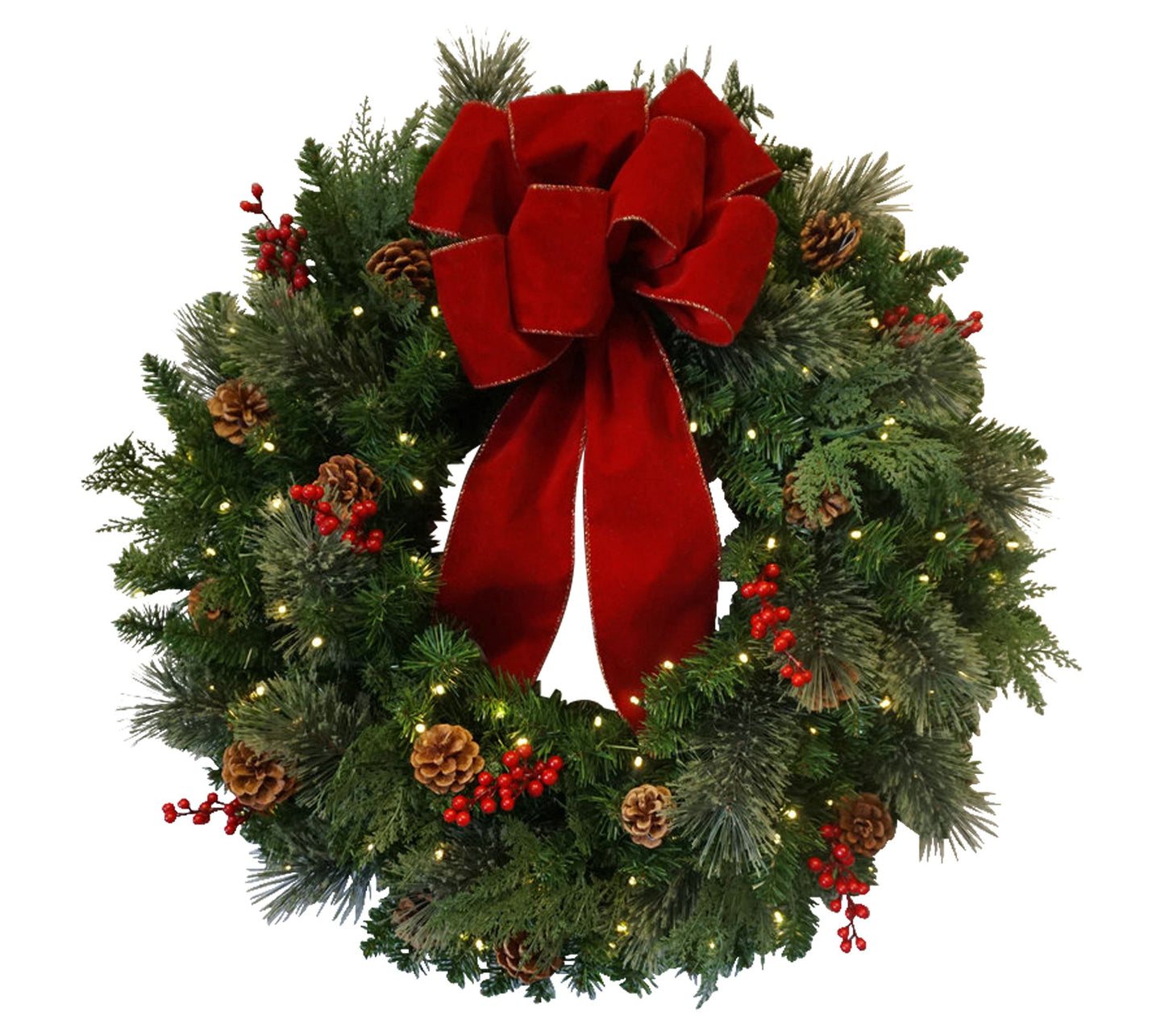 Haute Decor 30" Pre-Lit Classic Greenery Christmas Wreath