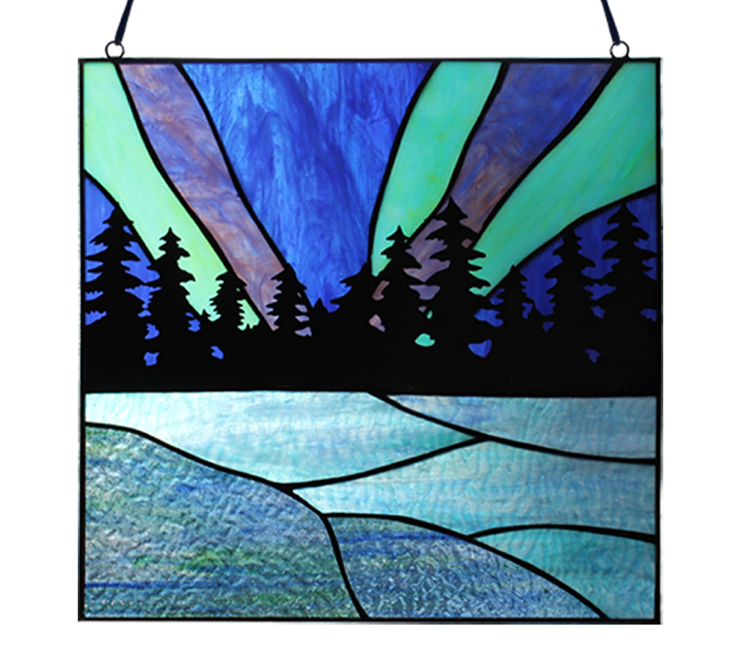 River of Goods 12.5"H Northern Lights Lake Scene Window Panel