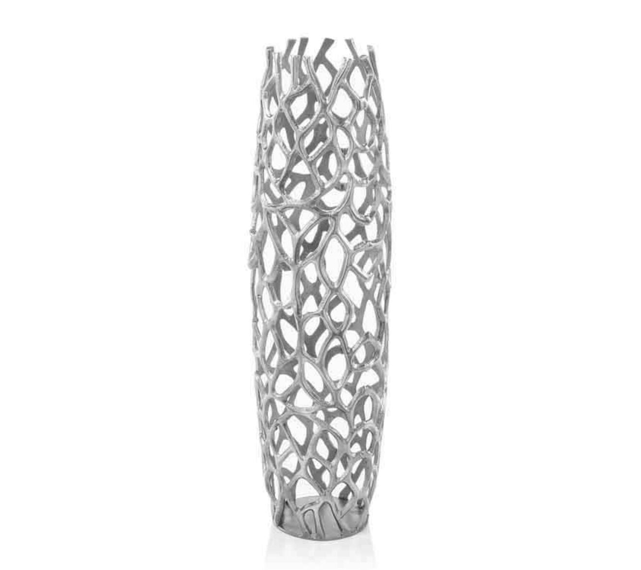 HomeRoots Modern Rustic Silver Twigs Barrel Style Floor Vase