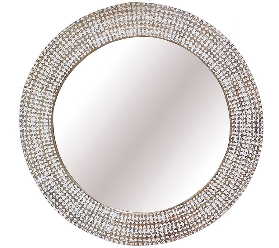 36" Round Whitewash Mirror by Valerie