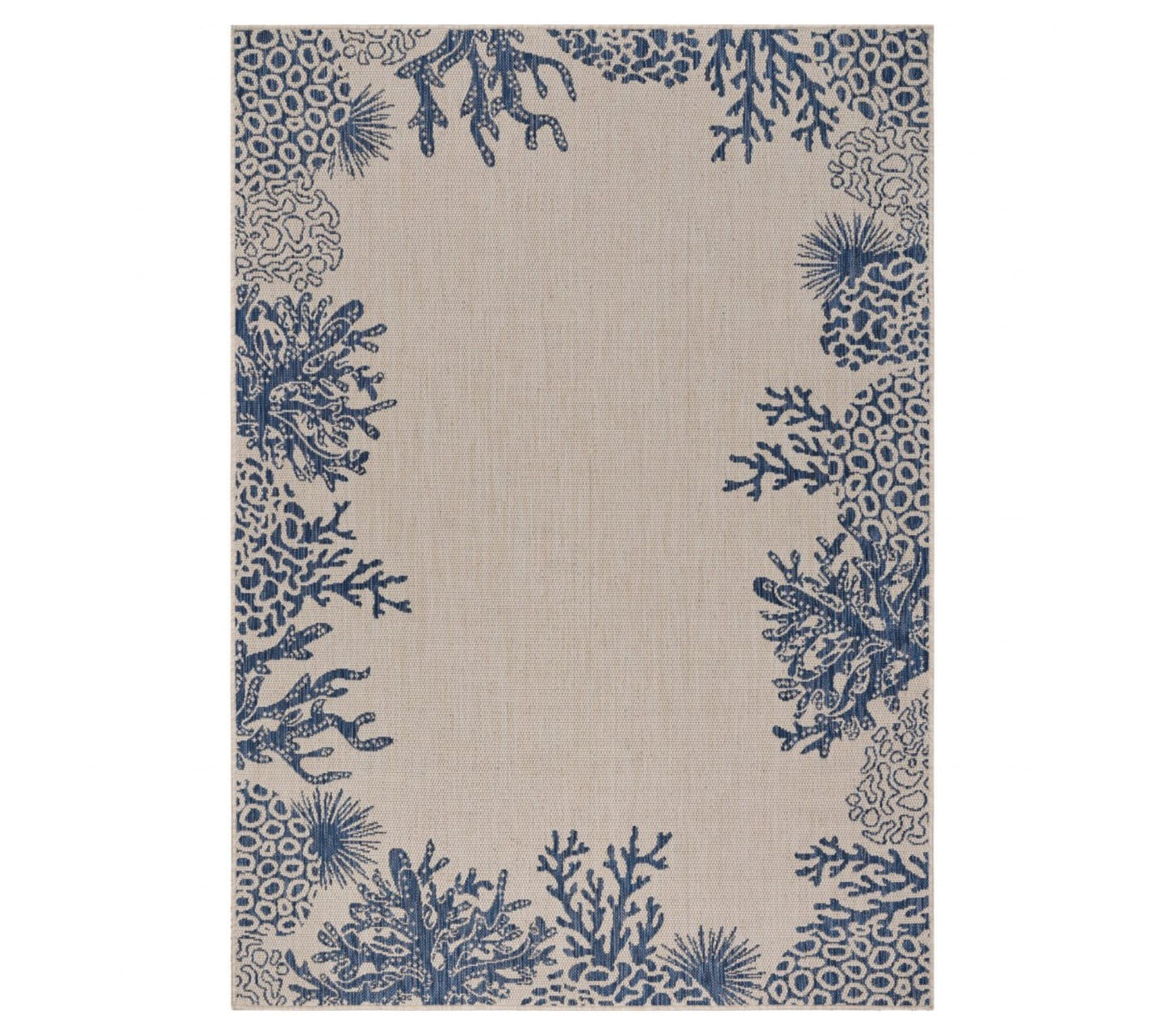 Homeroots 63"x84" Reef Border Indoor Outdoor Area Rug