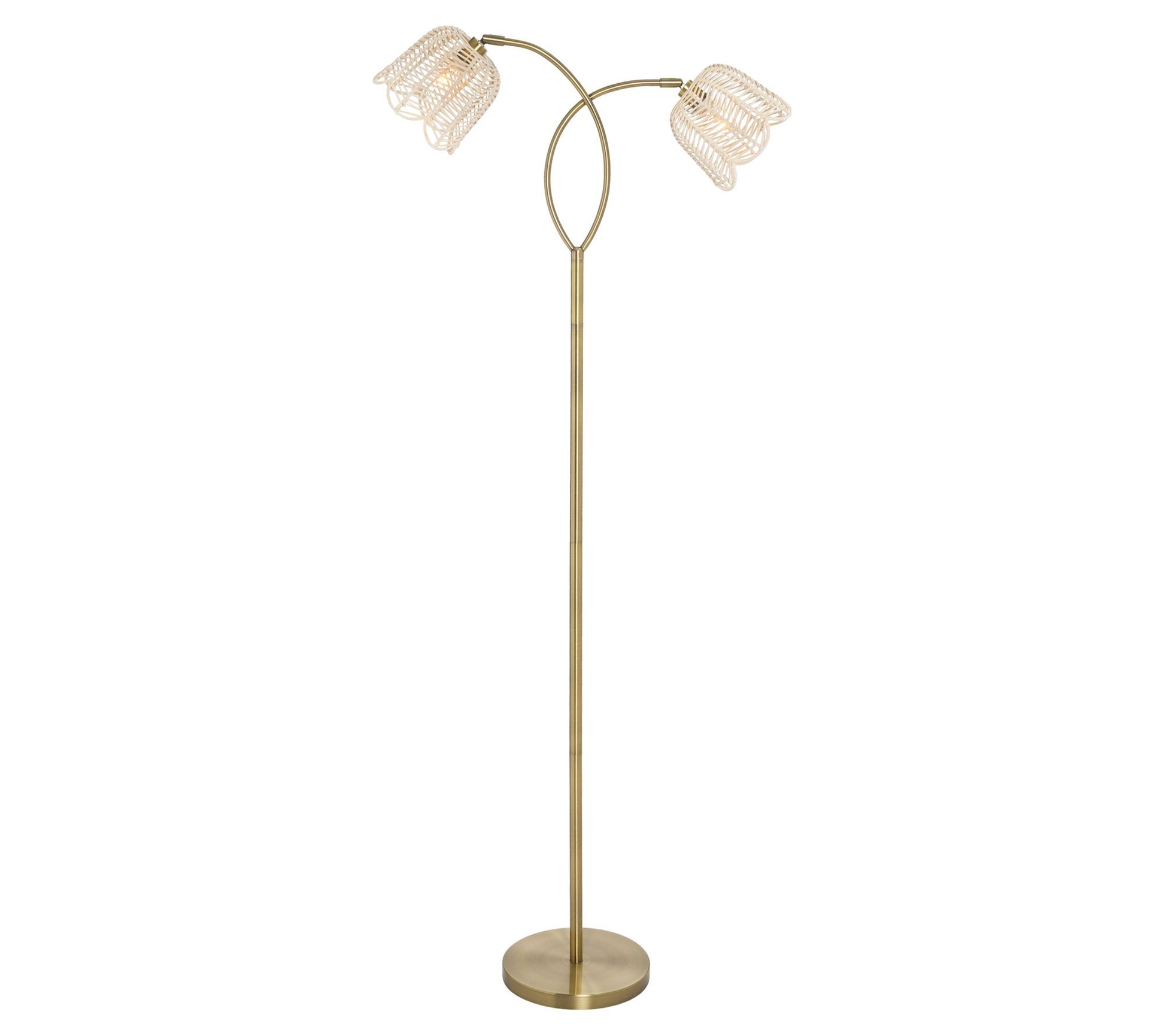 River of Goods 67.5"H Metal Floor Lamp with Rattan Shades