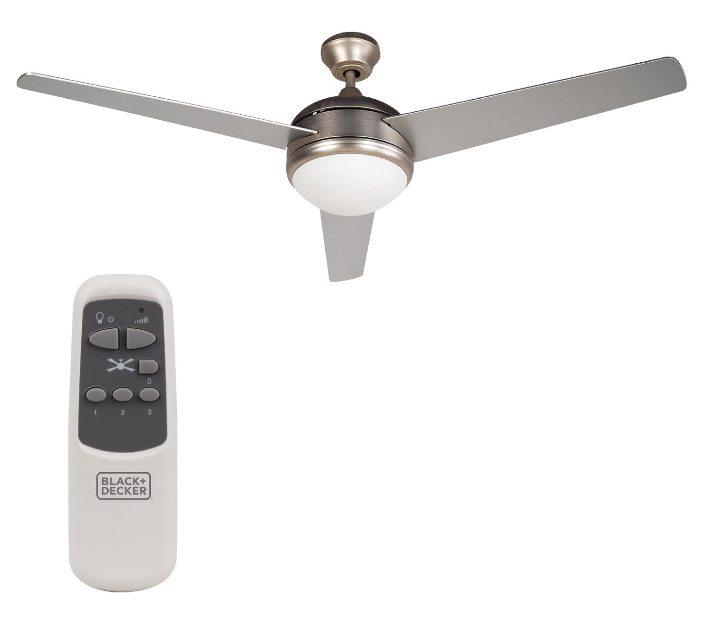 BLACK+DECKER 52 in. Ceiling Fa n with Remote C ontrol,Silver