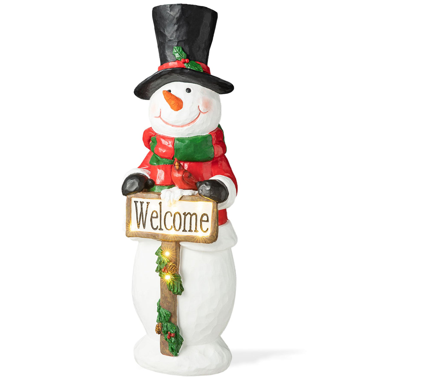 Glitzhome 29" Christmas Snowman Porch Sign LEDLights & Timer